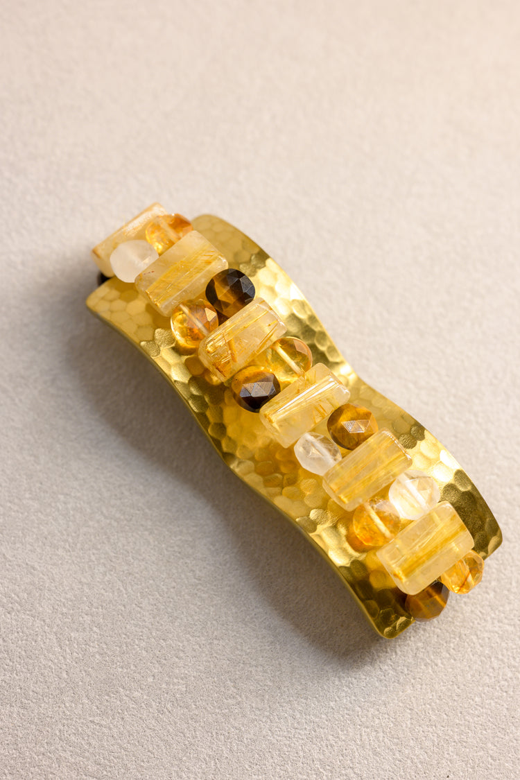 Sunfire Crown Bangle | Golden Rutilated Quartz(AA) Citrine(AA) Tiger's Eyes(A) Rock Crystal Quartz