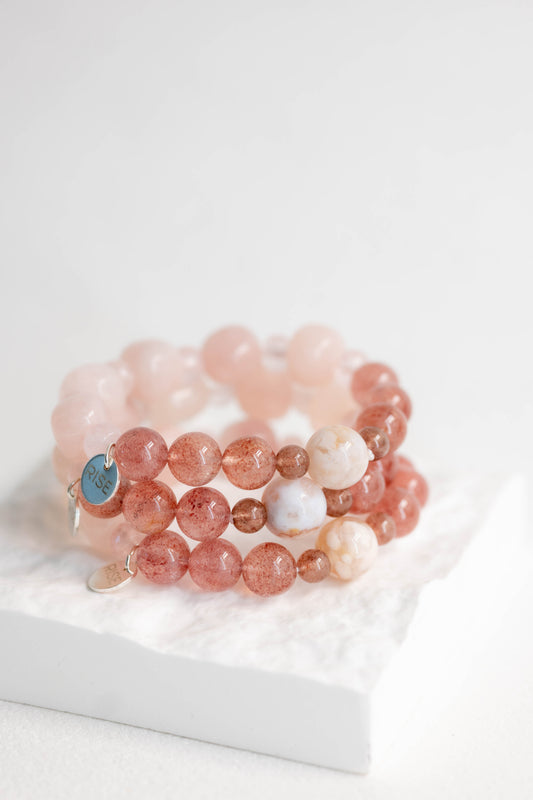 Taking It Slow Is The Best Settling Bracelet | Madagascar Rose Quartz Strawberry Quartz
