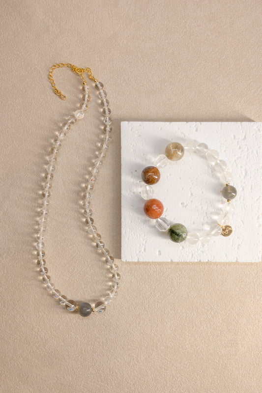 Four Seasons Bracelet | Rutilated Quartz Phantom Quartz Labradorite (AA) Rock Crystal