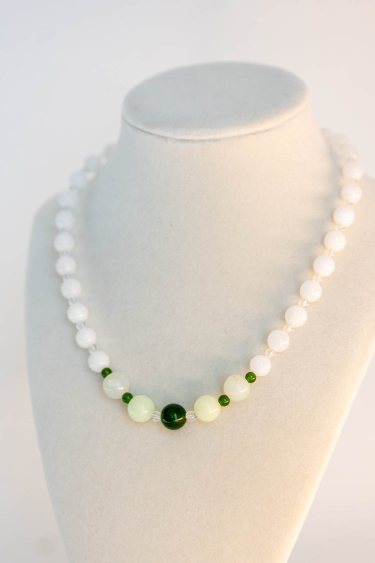 Alabaster Glade Necklace | Canada B.C. Jade(AA) White Jade New Jade Glow-in-dark Mexican Olive Green Aragonite