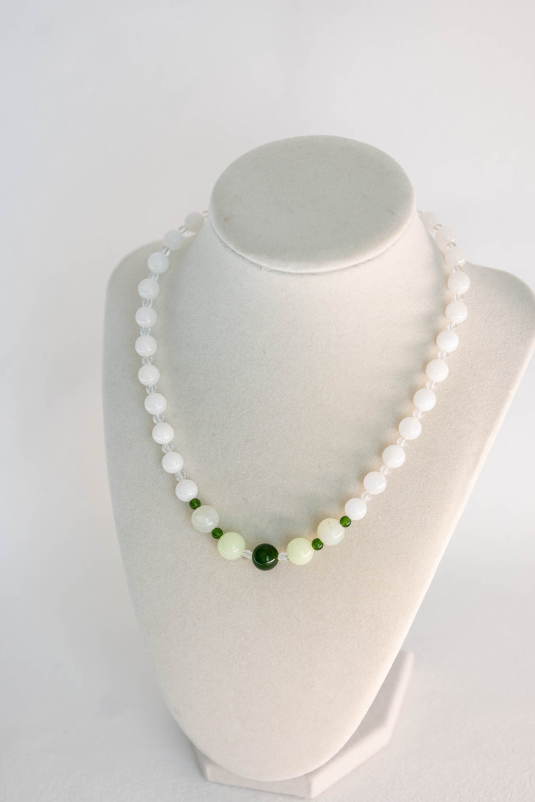 Alabaster Glade Necklace | Canada B.C. Jade(AA) White Jade New Jade Glow-in-dark Mexican Olive Green Aragonite