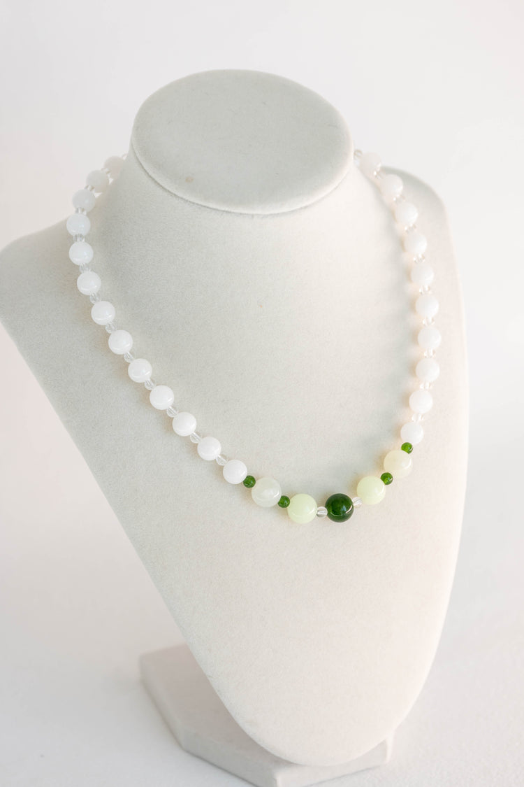 Alabaster Glade Necklace | Canada B.C. Jade(AA) White Jade New Jade Glow-in-dark Mexican Olive Green Aragonite