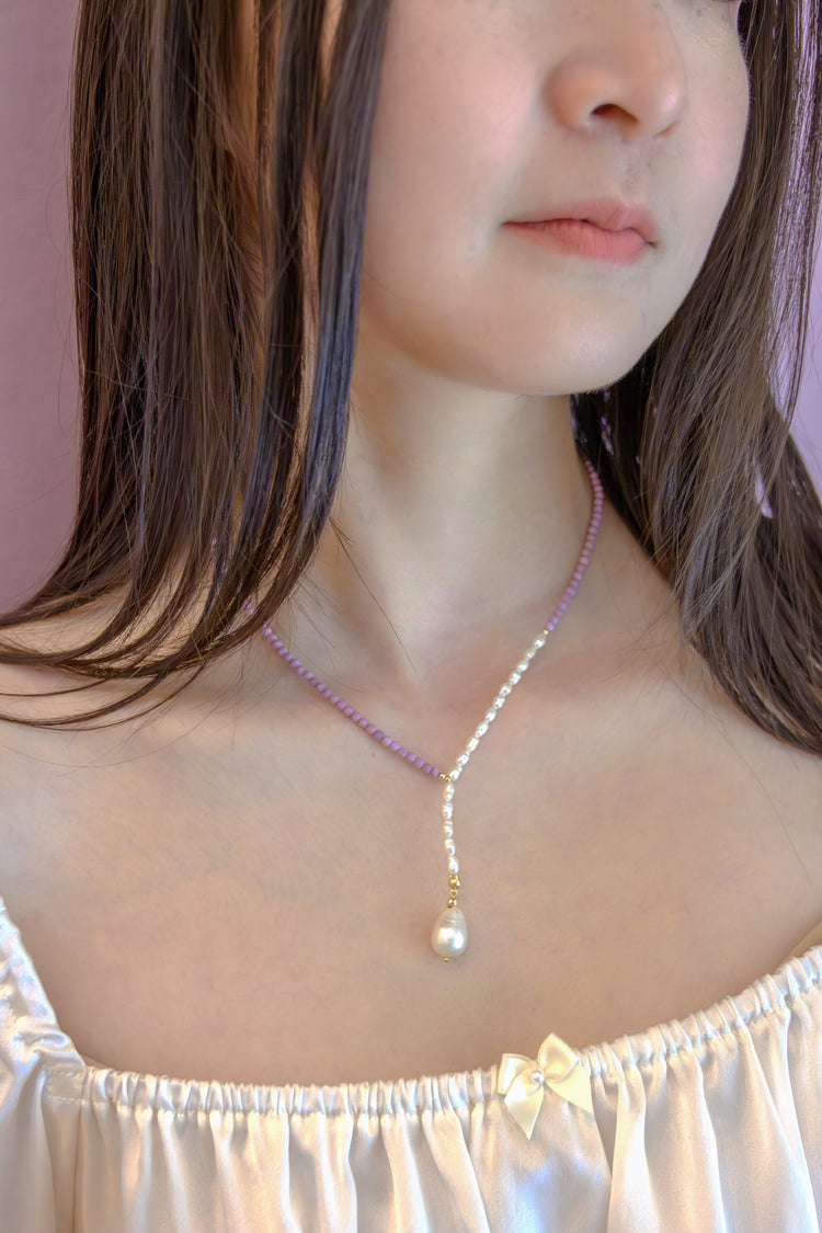 Allium Phosphosiderite Baroque Pearl Drop Necklace