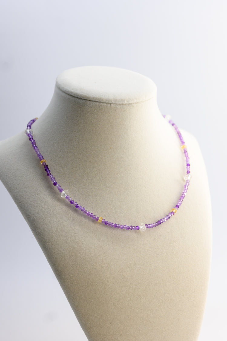 Basic1.0 | Amethyst Rock Crystal Citrine Necklace