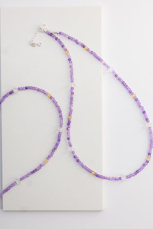 Basic1.0 | Amethyst Rock Crystal Citrine Necklace