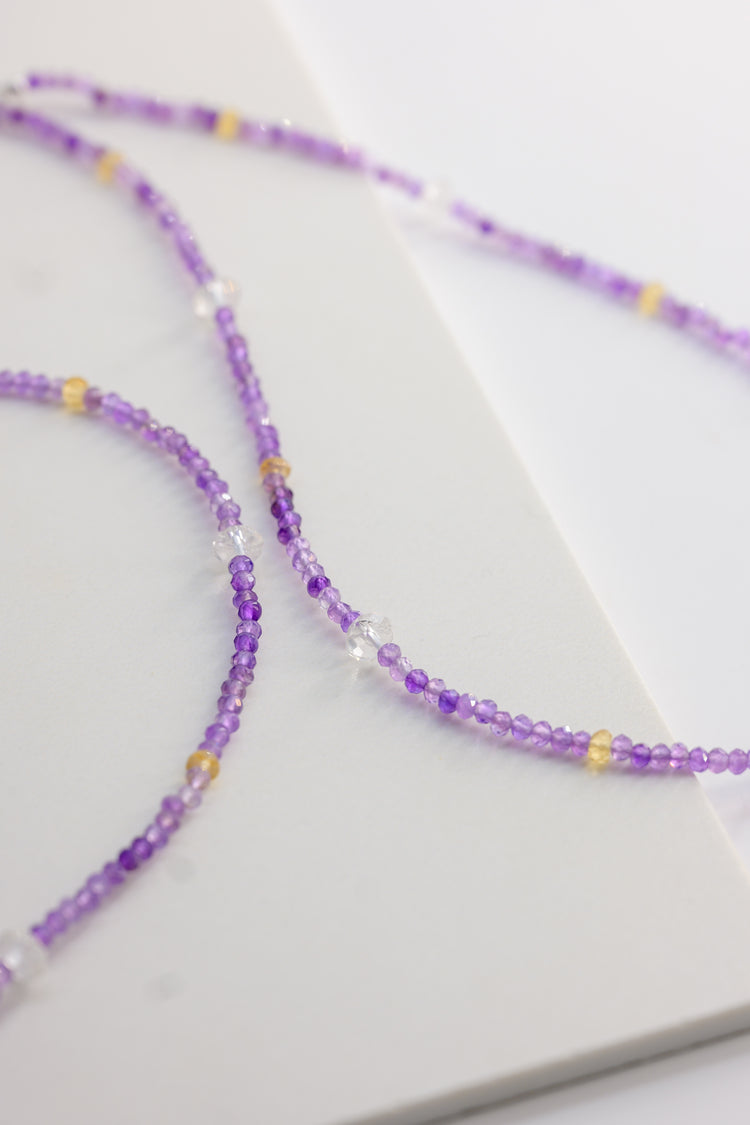 Basic1.0 | Amethyst Rock Crystal Citrine Necklace