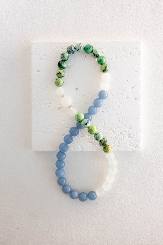 Angelic Verdant Lift Double-lined Bracelet | Green Variscite Blue Angelite (A) New Jade