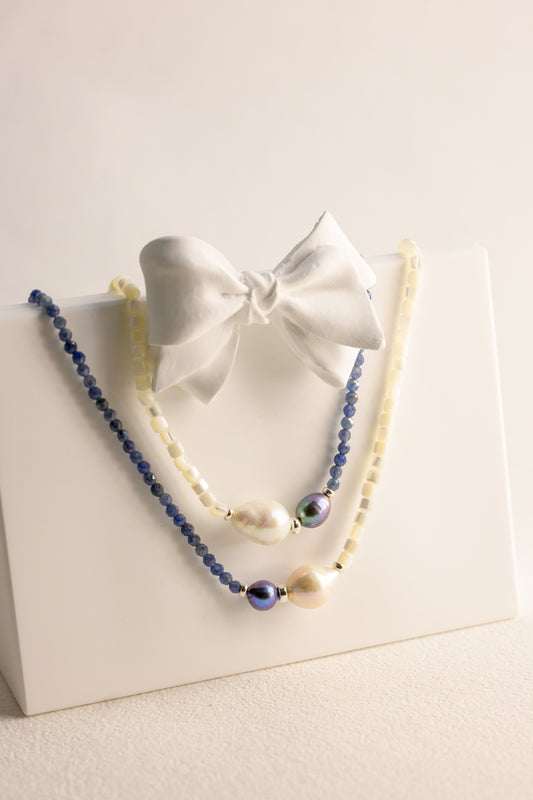 Aqua Mirage Baroque Pearl Drop Necklace | Sapphire (Sri Lanka) (AAA)