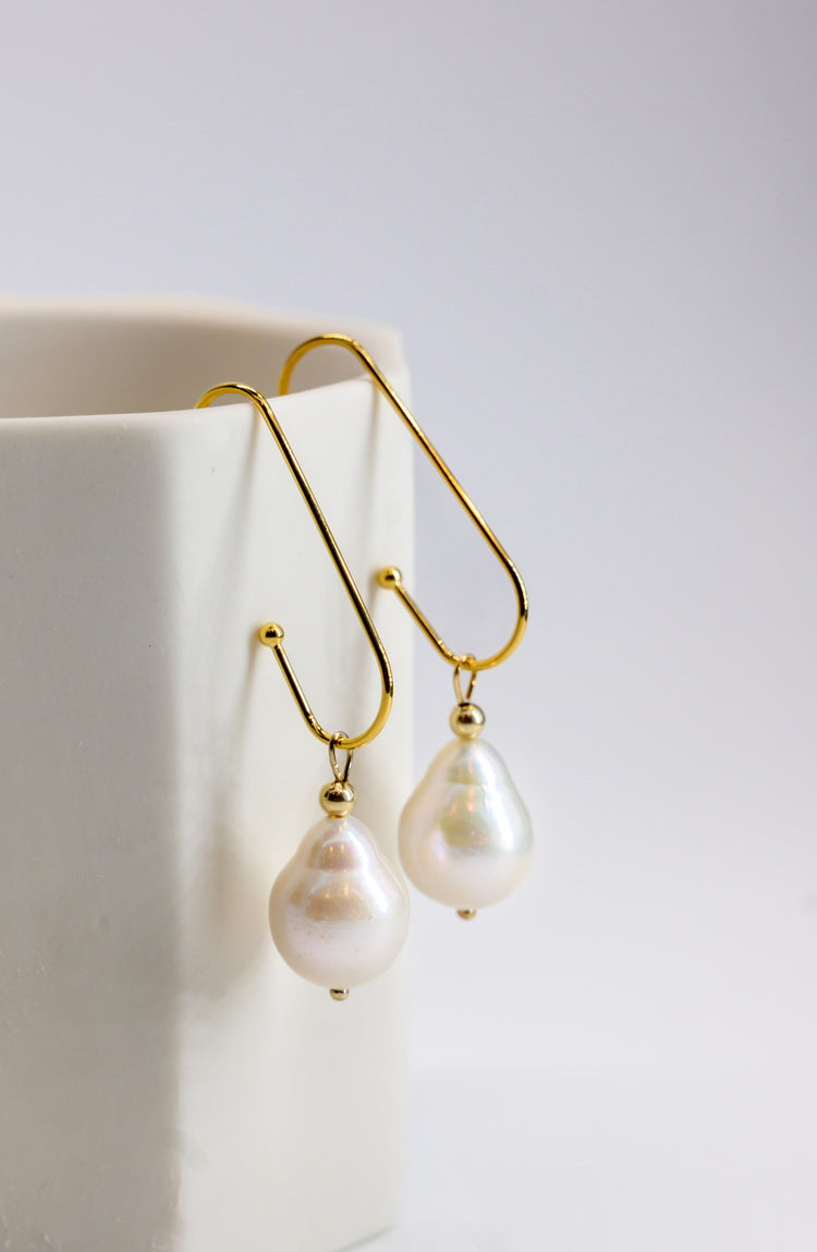 Baroque Pearl Drop Earrings Gold