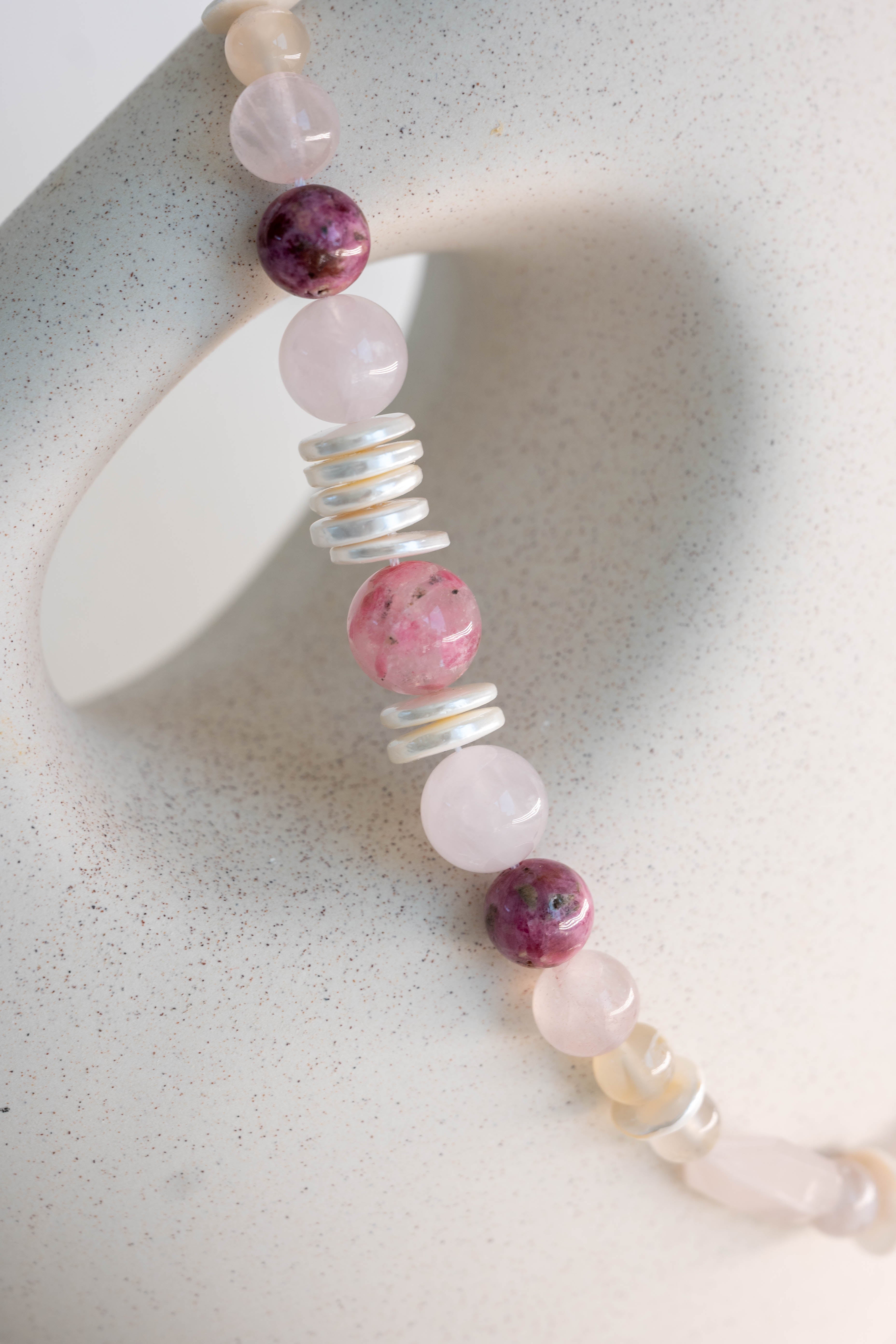 Blissful Berry Bloom Necklace | Madagascar Rose Quartz Rhodolite (AA)
