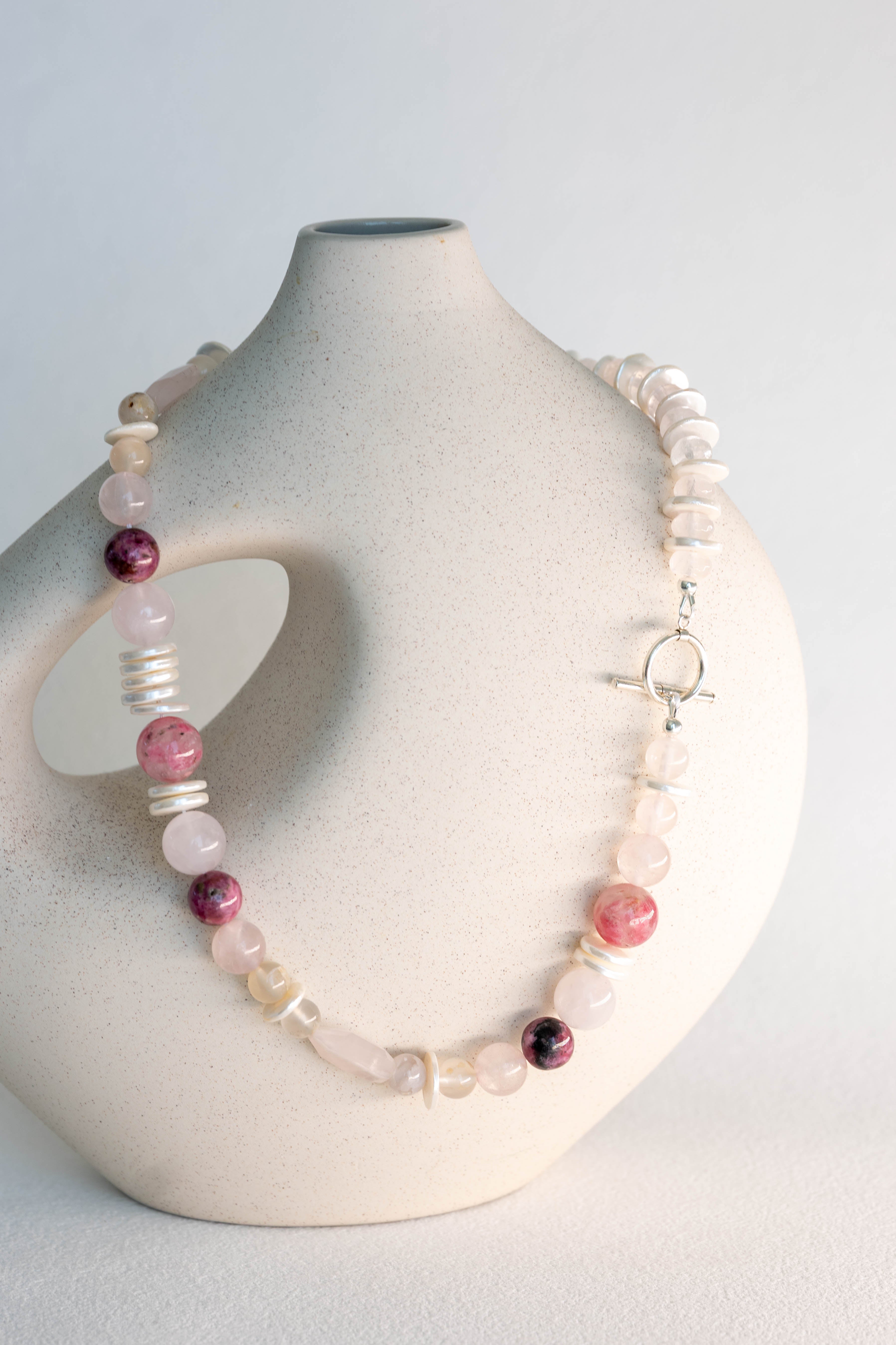 Blissful Berry Bloom Necklace | Madagascar Rose Quartz Rhodolite (AA)