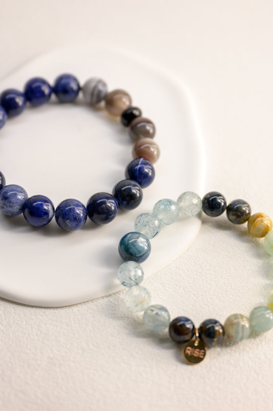 Visionary Spark Bracelet | Blue Rutliated Quartz Aquatine Lemurian Blue Calcite Pietersite(A) Kyanite
