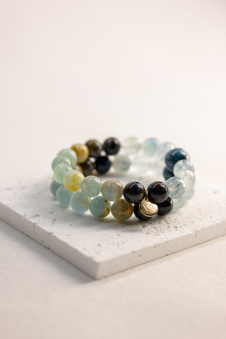 Visionary Spark Bracelet | Blue Rutliated Quartz Aquatine Lemurian Blue Calcite Pietersite(A) Kyanite