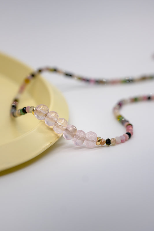 Blushing Affection Necklace with Tourmaline and Madagascar Rose Quartz