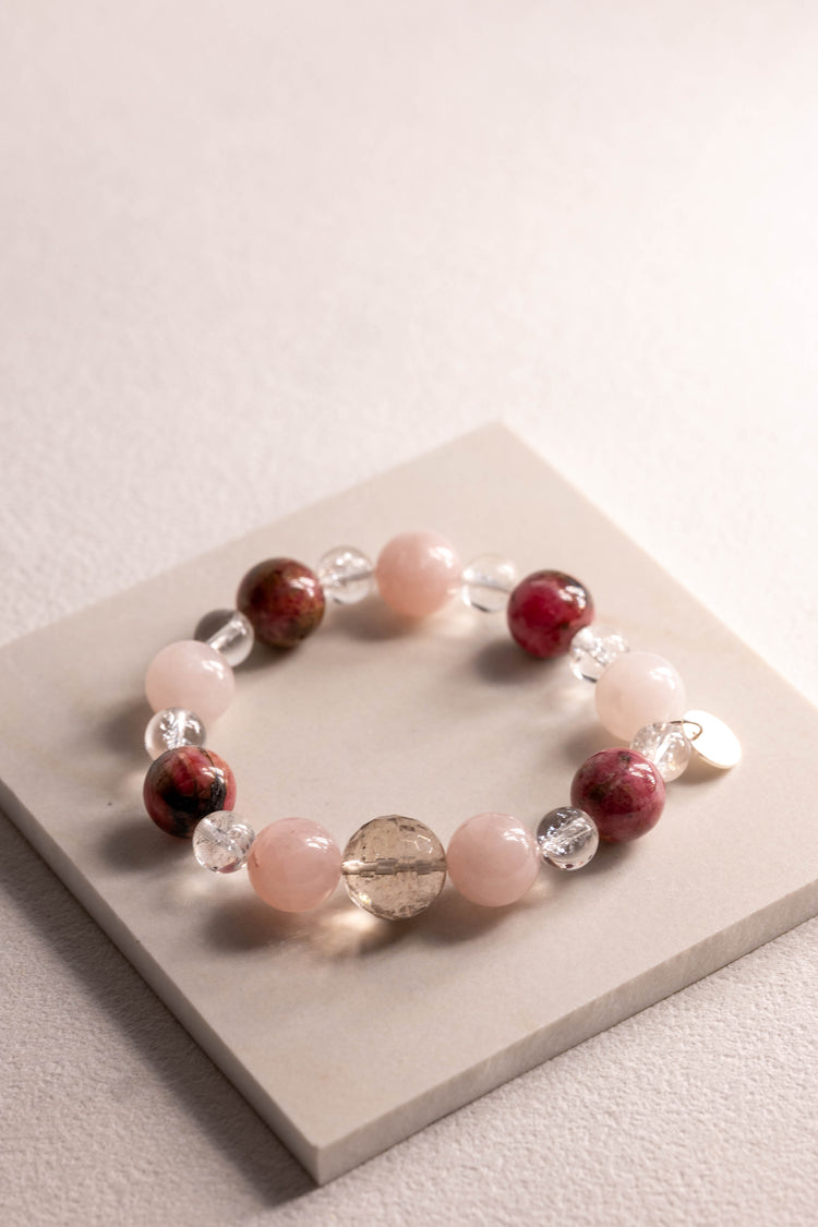 Bonded Bliss Bracelet | Madagascar Rose Quartz Rhodonite Rack Crystal Mix Rutilated Quartz