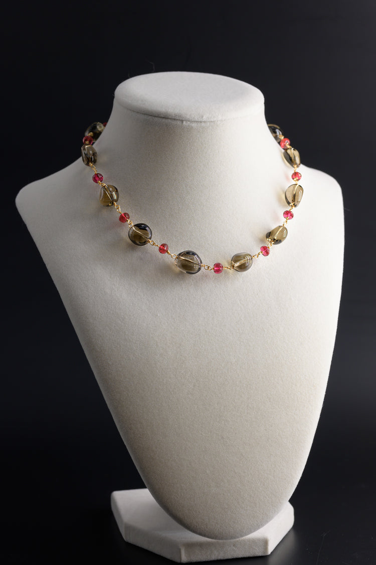 Burgundy Blush Rubellite Smoky Quartz Choker