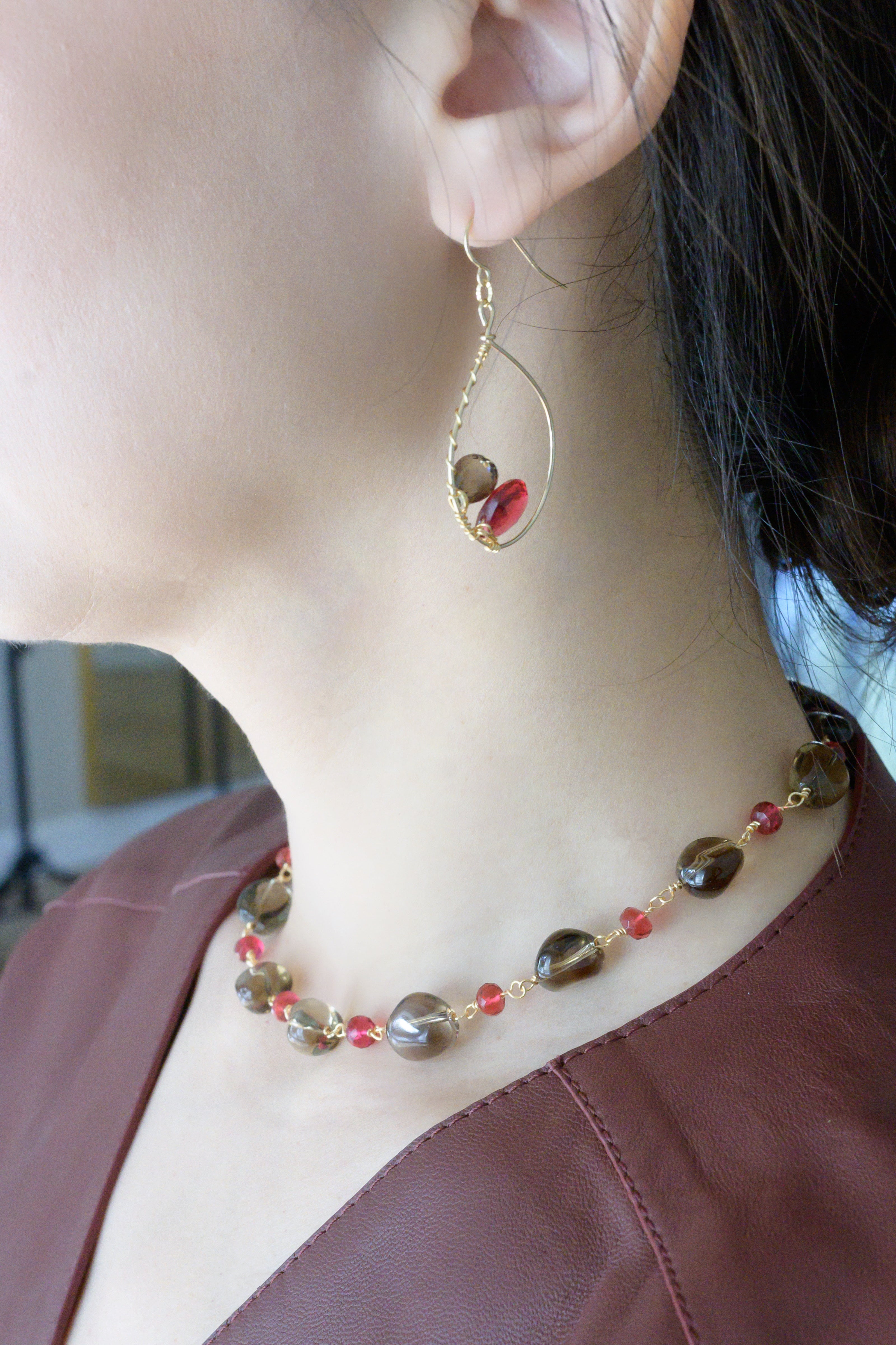 Burgundy sales jewelry set