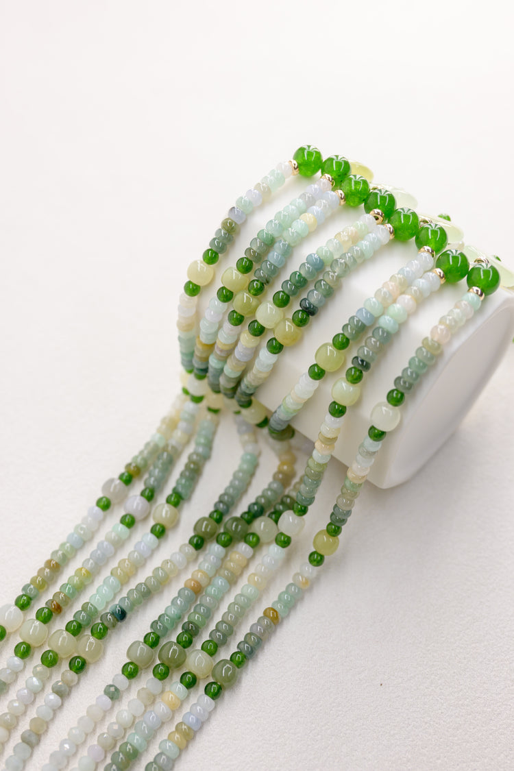 Trinity of Green Necklace | Burma Jade(AA) Canada B.C. Jade(AA) Brazil Nephrite Jade(AA)