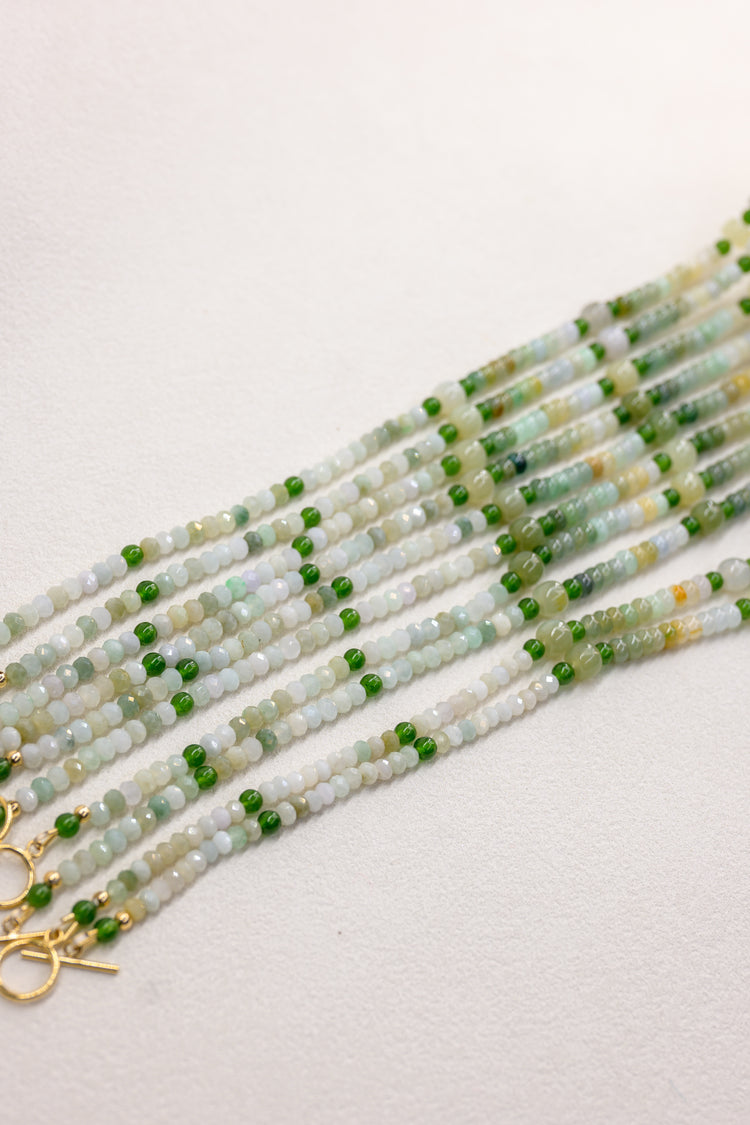 Trinity of Green Necklace | Burma Jade(AA) Canada B.C. Jade(AA) Brazil Nephrite Jade(AA)