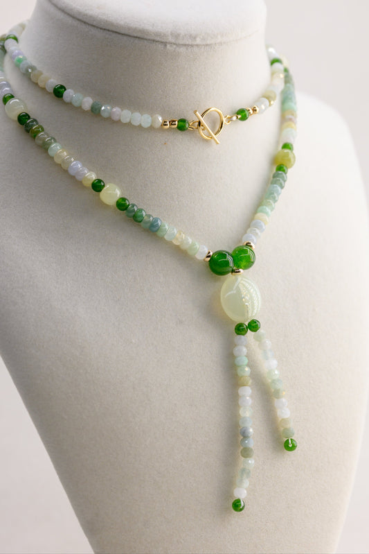 Trinity of Green Necklace | Burma Jade(AA) Canada B.C. Jade(AA) Brazil Nephrite Jade(AA)
