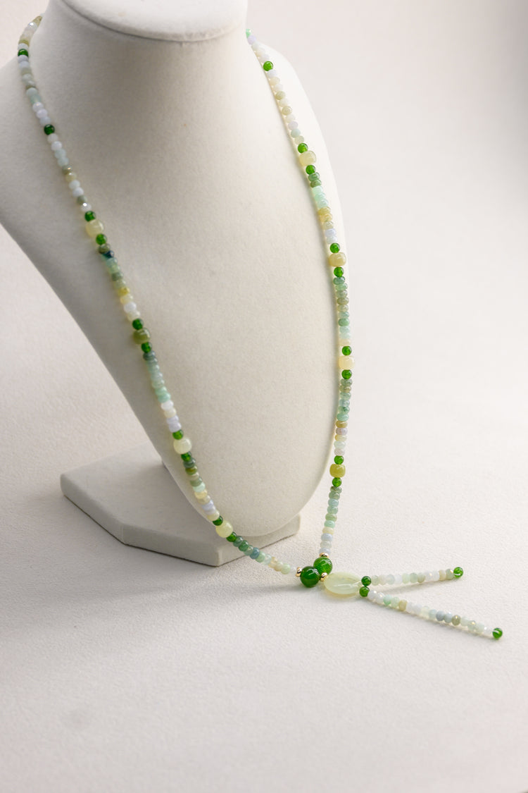 Trinity of Green Necklace | Burma Jade(AA) Canada B.C. Jade(AA) Brazil Nephrite Jade(AA)