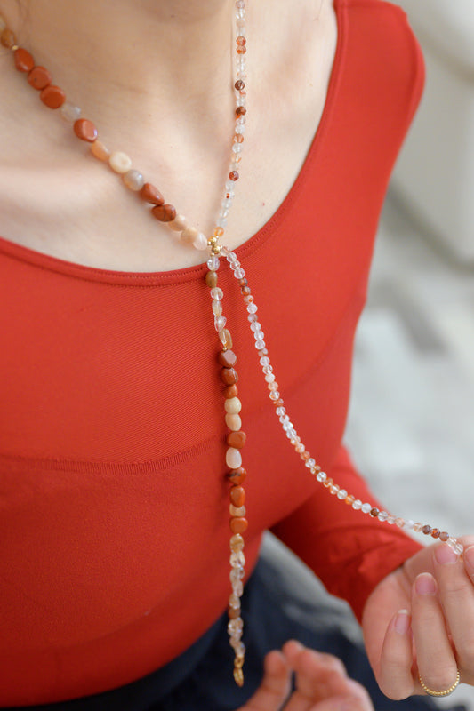 Burning Desire 7In1 Necklace | Red Jasper Red Rutilated Quartz Peach Moonstone