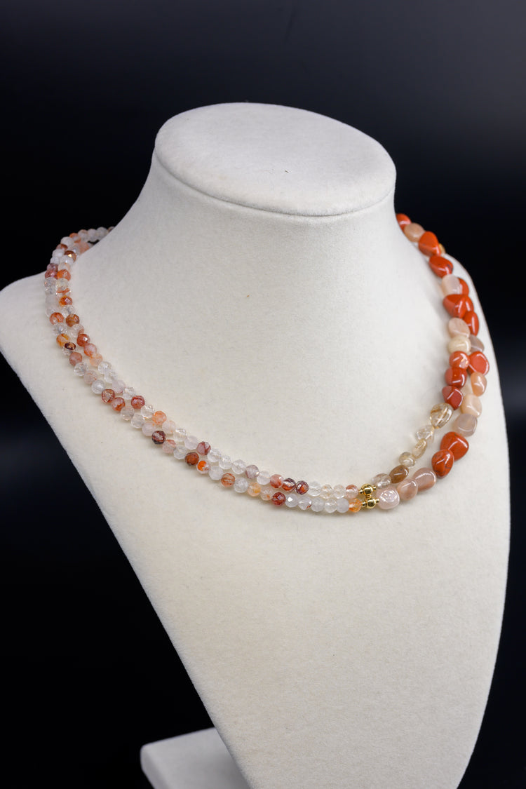 Burning Desire 7In1 Necklace | Red Jasper Red Rutilated Quartz Peach Moonstone