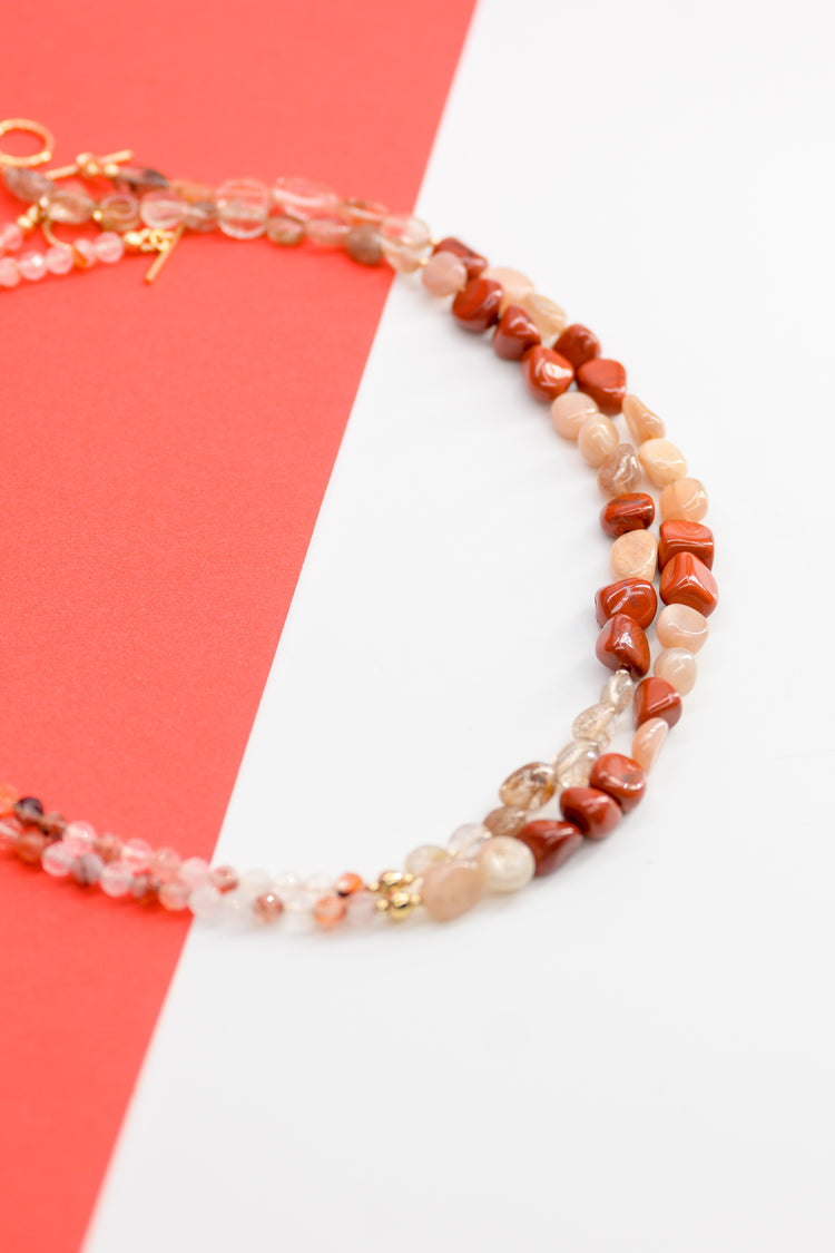 Burning Desire 7In1 Necklace | Red Jasper Red Rutilated Quartz Peach Moonstone