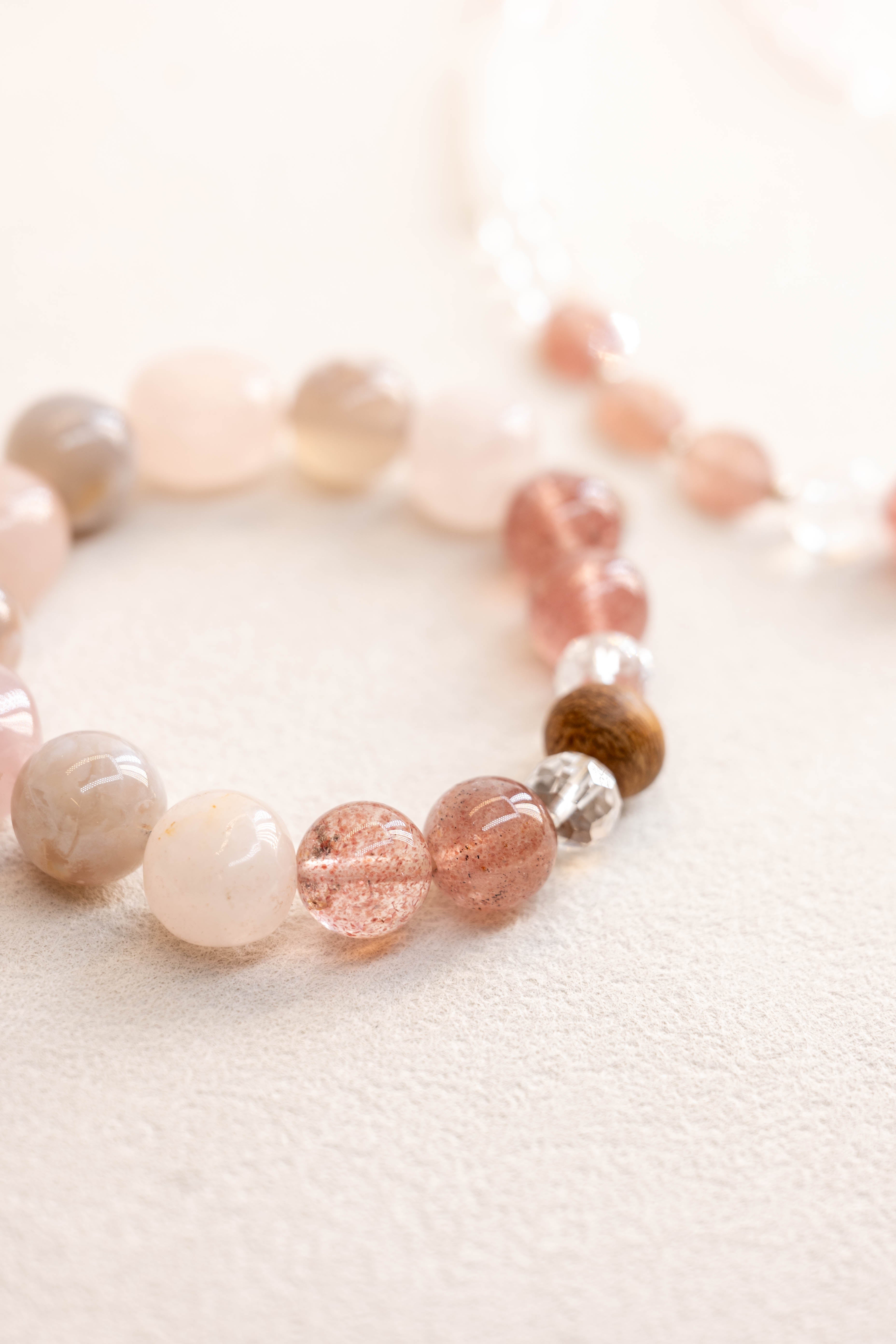 Bonded Bliss Bracelet | Madagascar Rose Quartz Madagascan Cherry Bloss