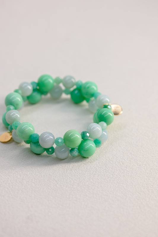 Fortune Flow Bracelet | Australia Chrysoprase(AAA) Burma Jade(AA) Emerald(A)