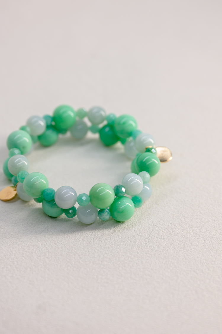 Fortune Flow Bracelet | Australia Chrysoprase(AAA) Burma Jade(AA) Emerald(A)