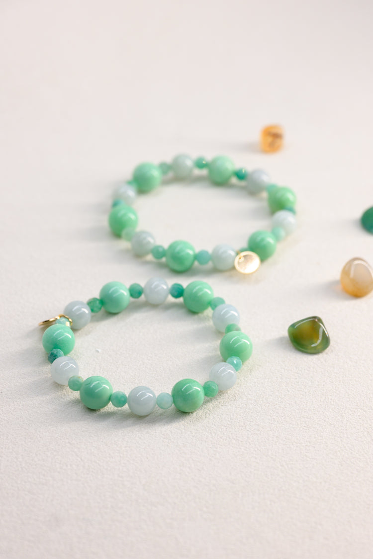 Fortune Flow Bracelet | Australia Chrysoprase(AAA) Burma Jade(AA) Emerald(A)
