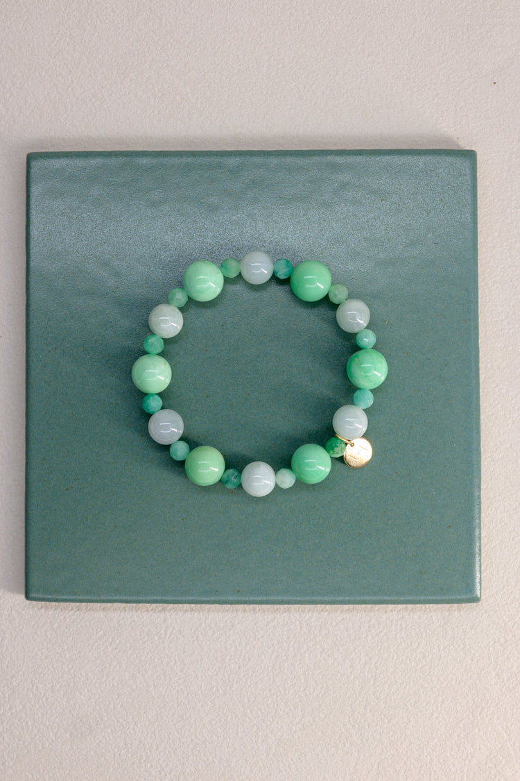 Fortune Flow Bracelet | Australia Chrysoprase(AAA) Burma Jade(AA) Emerald(A)