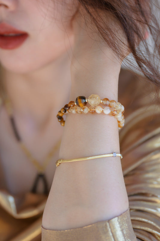 Golden Ambition Double-lined Bracelet | Golden Citrine Onyx Tiger Eye