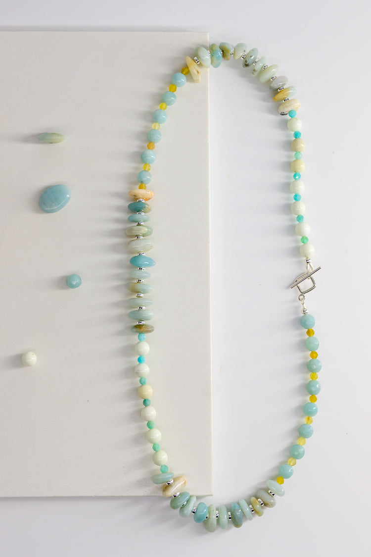 Courage Necklace with Amazonite, Lemon Chrysoprase