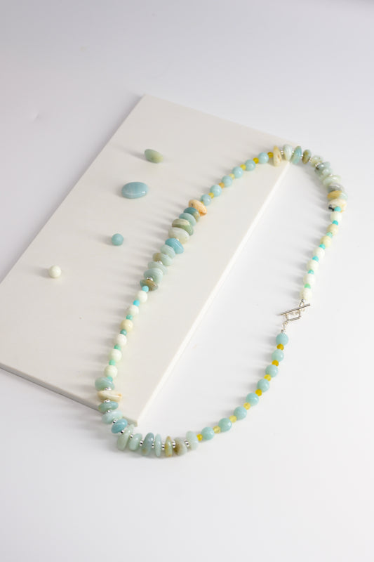 Courage Necklace with Amazonite, Lemon Chrysoprase