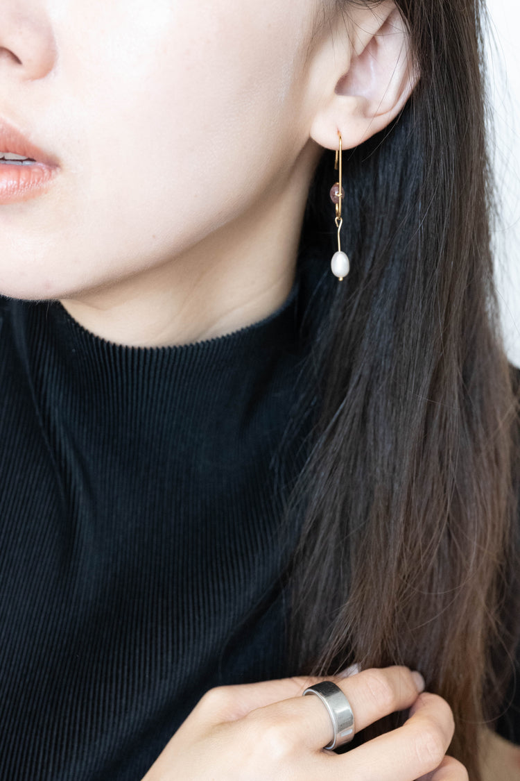 Crocus Crystal Purple Phantom Quartz Pearl Drop Earrings