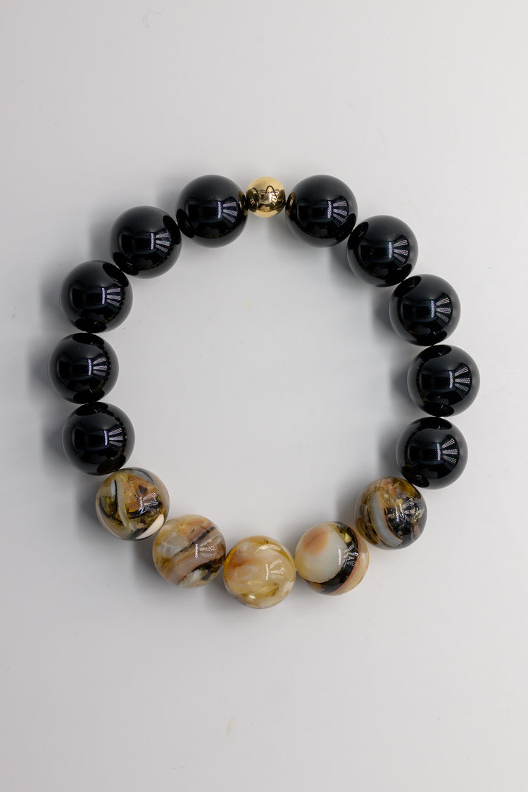 Deep Sea Echo Couple Bracelet | Troca Shell and Onyx