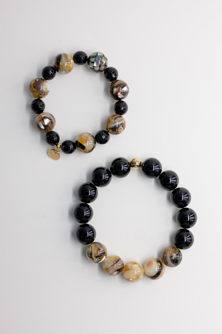 Deep Sea Echo Couple Bracelet | Troca Shell and Onyx