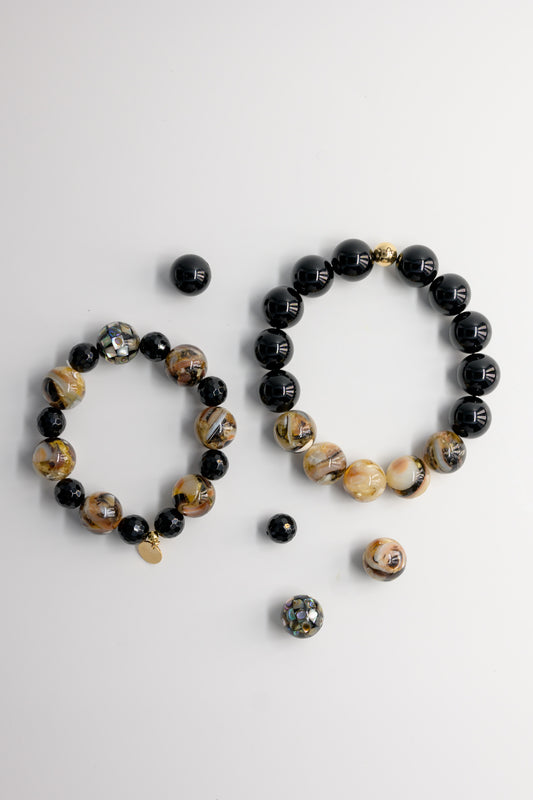 Deep Sea Echo Couple Bracelet | Troca Shell and Onyx