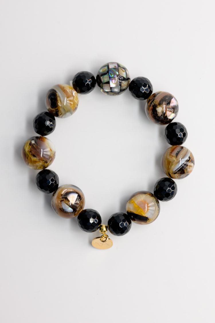 Deep Sea Echo Couple Bracelet | Troca Shell and Onyx