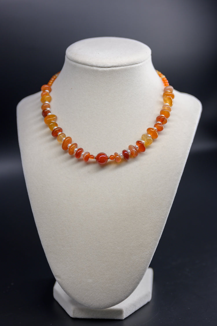 Desire's Glow Choker | Carnelian Freshwater Pearl