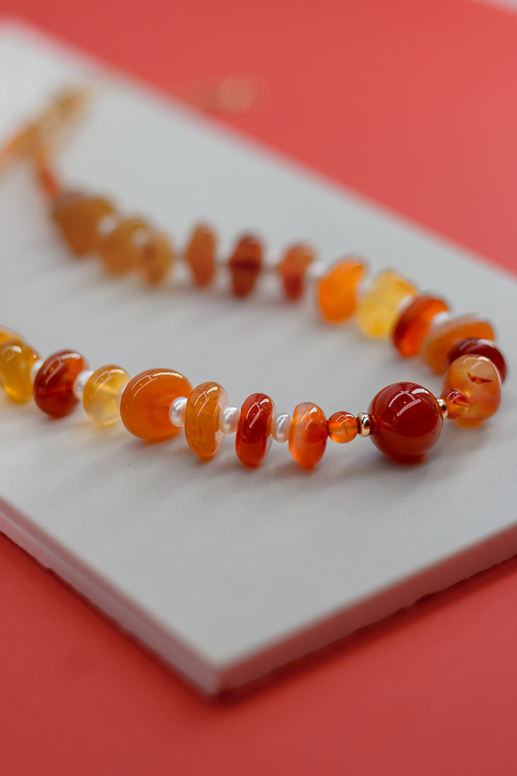 Desire's Glow Choker | Carnelian Freshwater Pearl