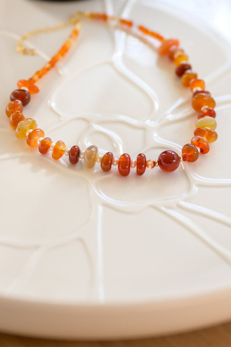 Desire's Glow Choker | Carnelian Freshwater Pearl