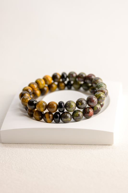 Golden Ambition Man Bracelet | Dragon Blood Jasper Tiger's Eye Onyx