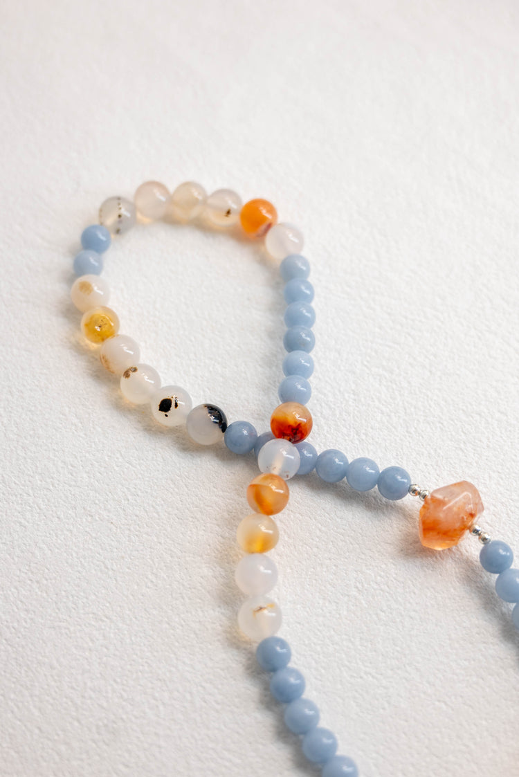 Each Follows Its Path, Await The Reset Bracelet | Madagascar Dendritic Agate Angelite (A) Red Rutilated Quartz