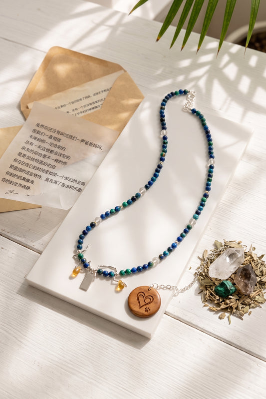 Each Follows Its Path, Await The Reset Necklace | Azurite Malachite(AA)