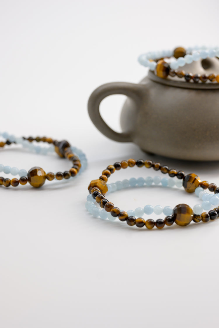 Ebb and Flow Bracelet | Aquamarine Tiger Eyes