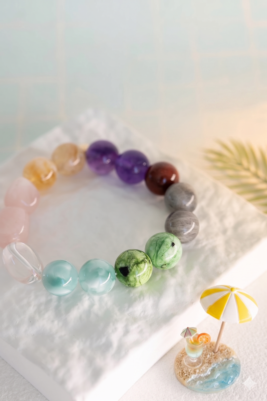 Eight Treasures Bracelet | Madagascar Rose Quartz Amethyst(A) Green Variscite Labradorite(A)