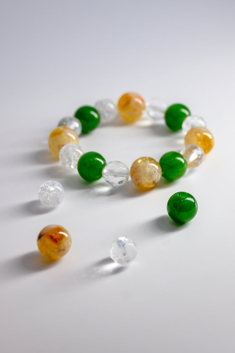 Eternal Shine Bracelet with Canada B.C. Jade, Golden Citrine, Rock Crystal Quartz